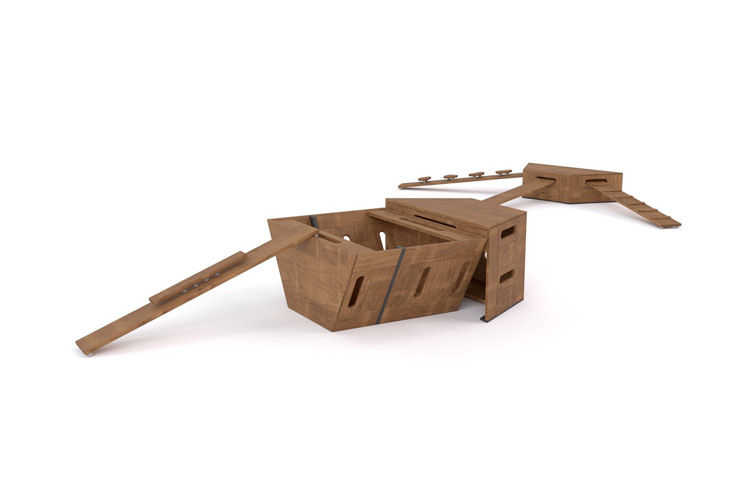 Configurable playground create a boat with climbers 