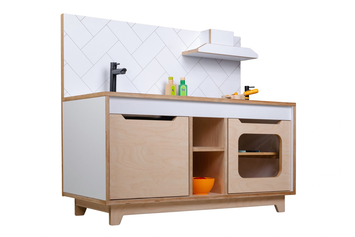 Wooden Plywood Kitchen for early learning WHITE
